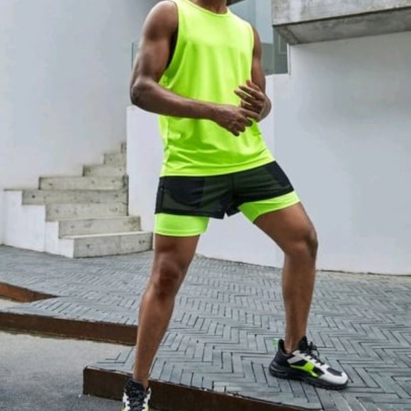 Men Drawstring Mesh Overlay Shorts XXL - Picture 3 of 4